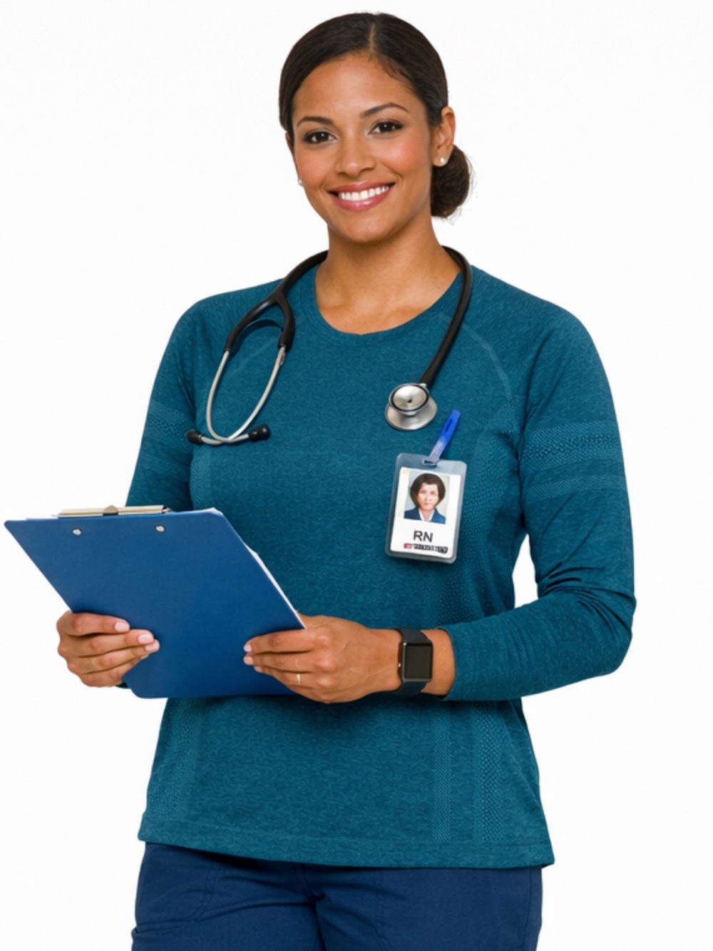 FIGS Salta Seamless Long Sleeve Underscrub Women L - Teal W22KW1010 Nurse
Y